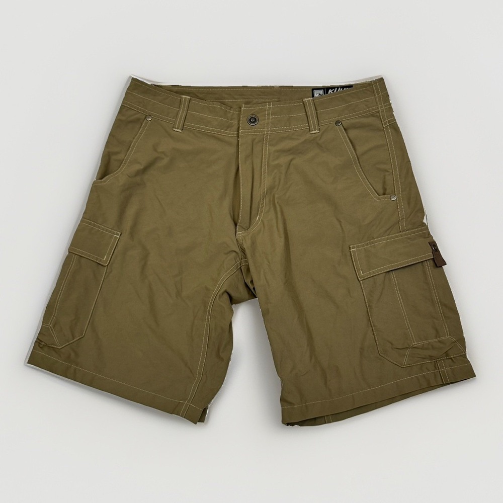 Kuhl Born In The Mountains Hiking Shorts 32 Khaki Flat Front Side Pockets Cargo